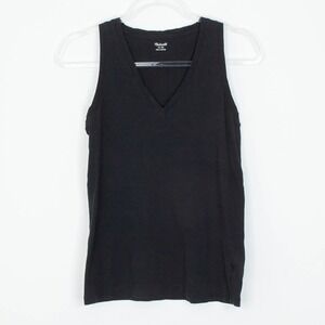 Madewell Womens Black Whisper‎ Pocket Tank Top Side Slit Boho Size XS Minimalist